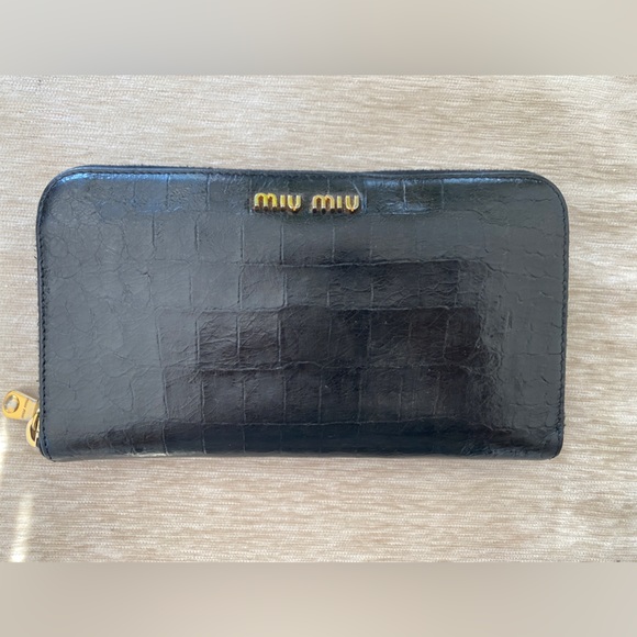 Miu Miu Handbags - MIU MIU LONG BLACK ZIPPY WALLET